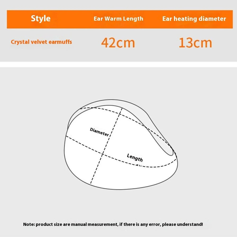 Winter Motorcycle Earmuffs Outdoor Skiing Ear Warmers Foldable Crystal Velvet Thermal Ear Covers - Black - 7