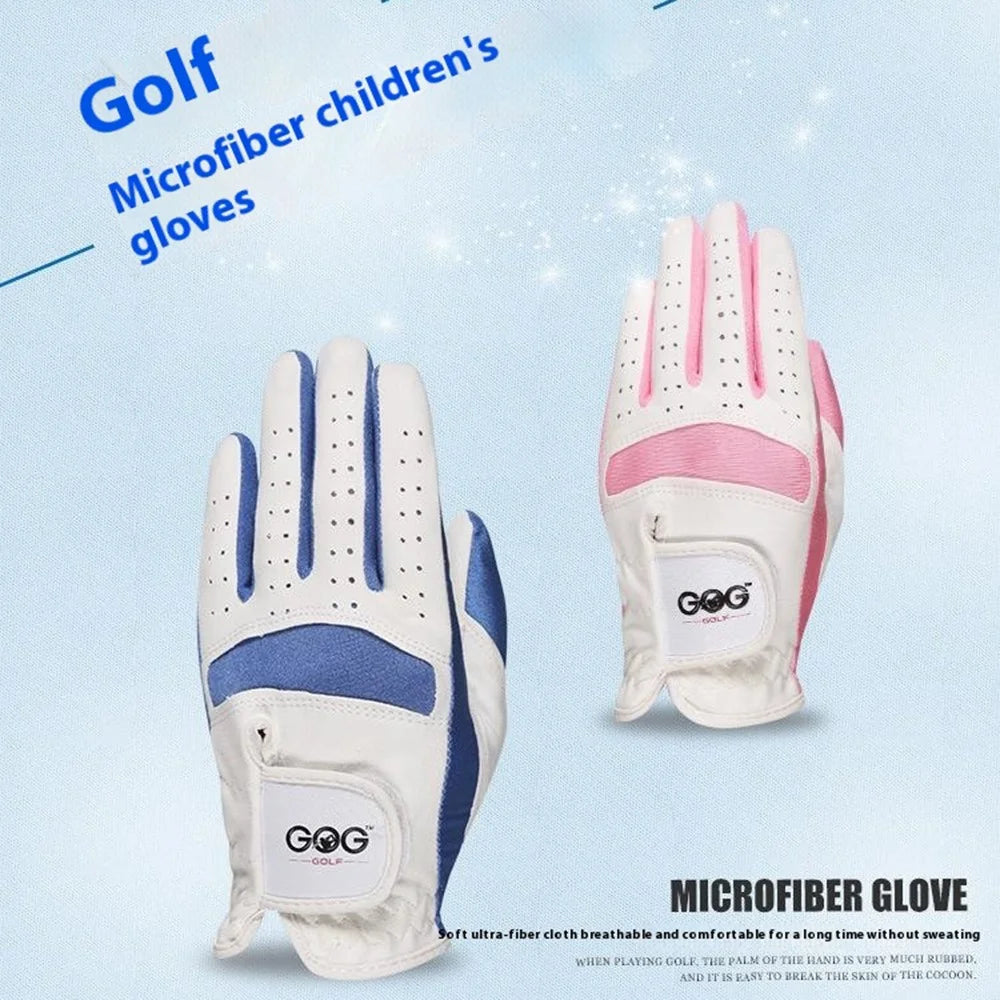 GOG 1 Pair Professional Kids Golf Gloves for Boys Girls Breathable Microfiber Training Gloves - Pink / S - 2