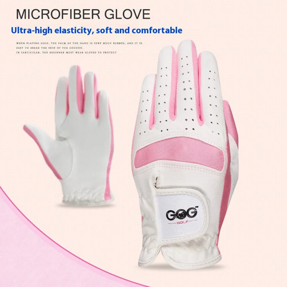 GOG 1 Pair Professional Kids Golf Gloves for Boys Girls Breathable Microfiber Training Gloves - Pink / S - 3
