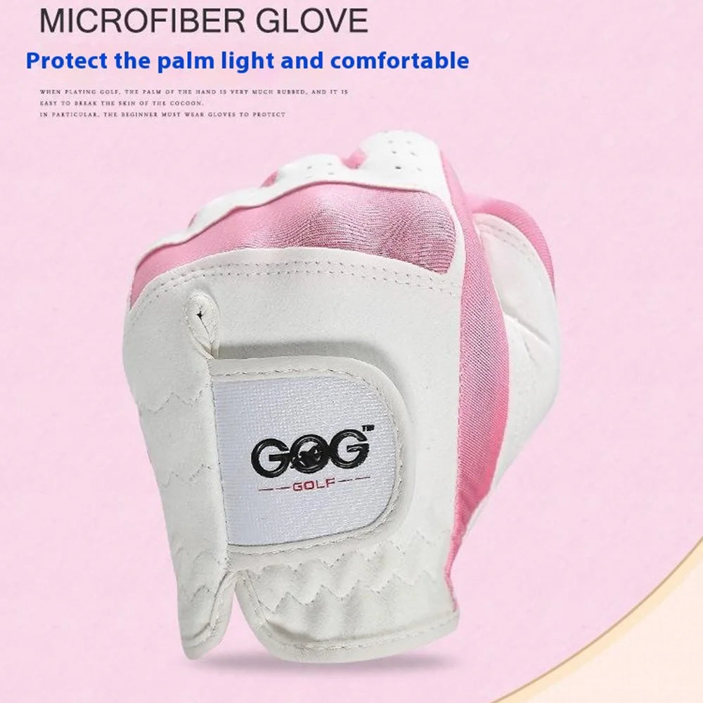 GOG 1 Pair Professional Kids Golf Gloves for Boys Girls Breathable Microfiber Training Gloves - Pink / S - 4