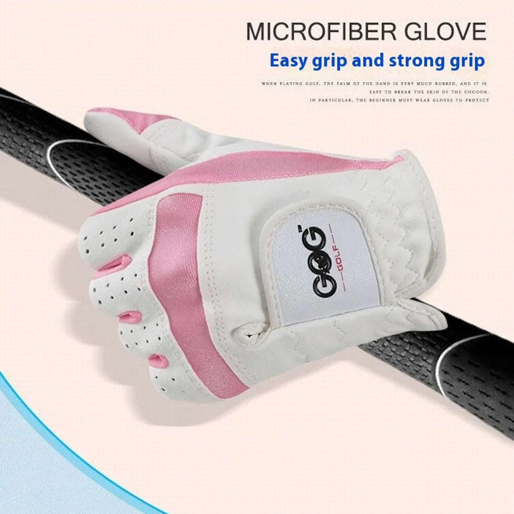GOG 1 Pair Professional Kids Golf Gloves for Boys Girls Breathable Microfiber Training Gloves - Pink / S - 5