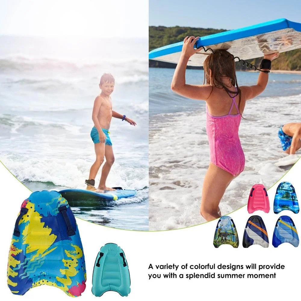 Inflatable Body Board Surfboard with Handle Swimming Floating Mat Child Swimming Pool Beach Floating Pad - Graffiti - 2
