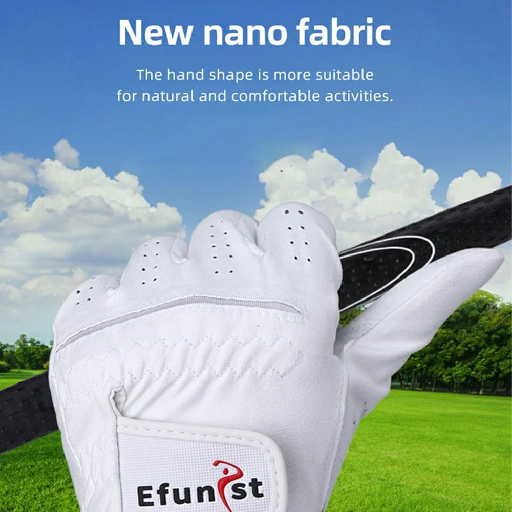 EFUNIST 1Pc Professional Golf Club Training Gloves Nano Microfiber Cloth Breathable Golf Gloves - White Left Hand / Size 22 - 3
