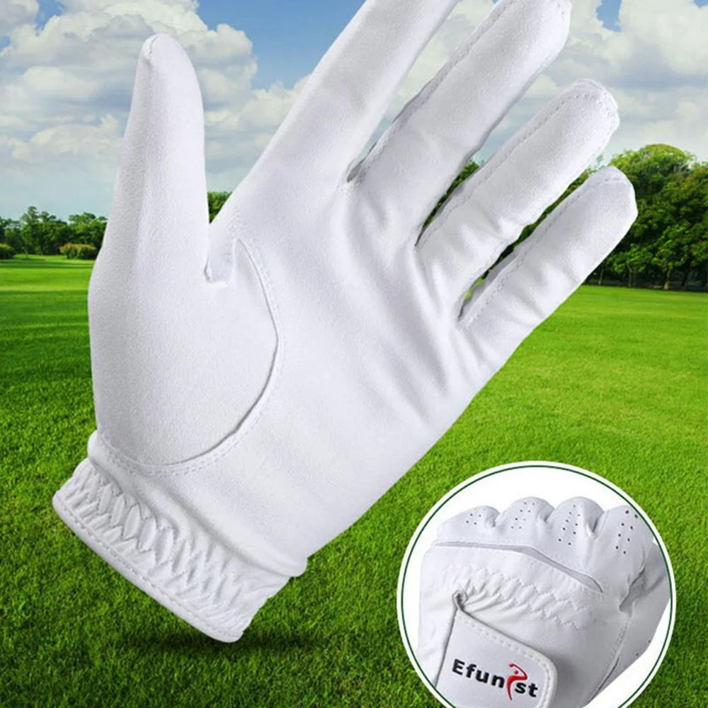 EFUNIST 1Pc Professional Golf Club Training Gloves Nano Microfiber Cloth Breathable Golf Gloves - White Left Hand / Size 22 - 5