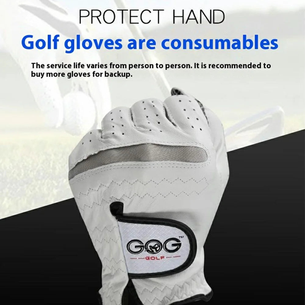 GOG 1Pc Sheepskin Leather Golf Glove Anti Slip Club Swing Putting Mittens for Men - Left Hand / Size 22 - 5