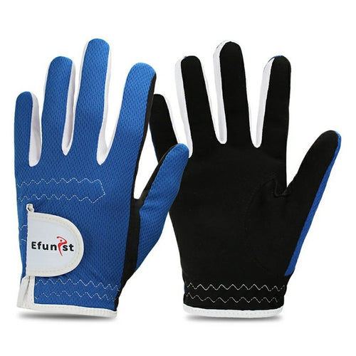 EFUNIST 1 Pair Children Golf Gloves Anti Slip Microfiber Palm Breathable Mesh Gloves for Kids - Blue / Size S - 1