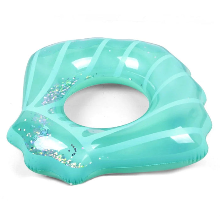 100*110cm PVC Swim Ring Inflatable Sequins Shell Shape Water Float for Children Adults - Blue - 7