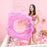 80*90cm Sequins Shell Shape Inflatable Swimming Ring Summer Pool Toy - Pink - 3