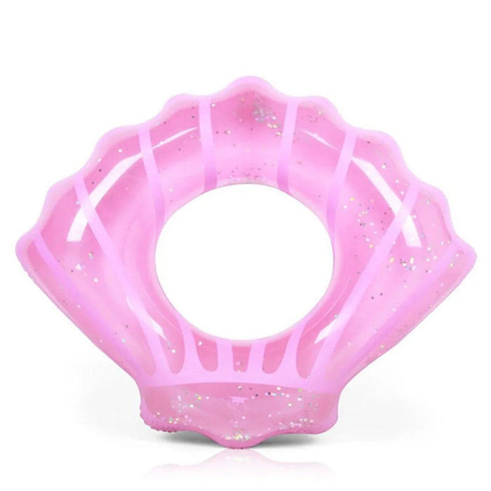 80*90cm Sequins Shell Shape Inflatable Swimming Ring Summer Pool Toy - Pink - 6
