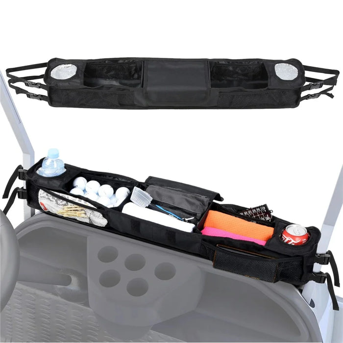 4 Passenger Golf Cart Front Storage Basket No Drill Drink Holder Foldable Organizer Pouch - 3