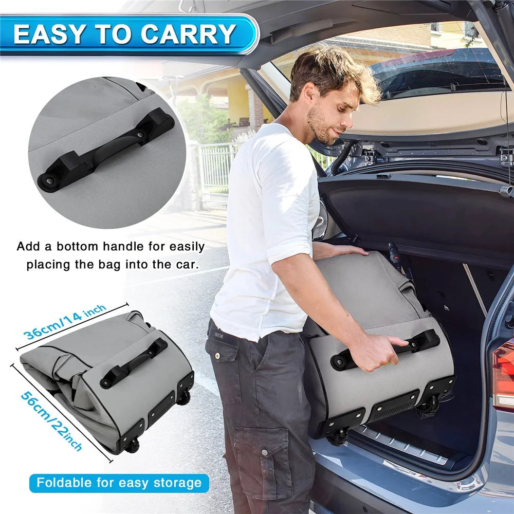 JE521 Portable Golf Travel Bag Waterproof 900D Polyester Golf Club Carrier with Wheels - Grey - 3