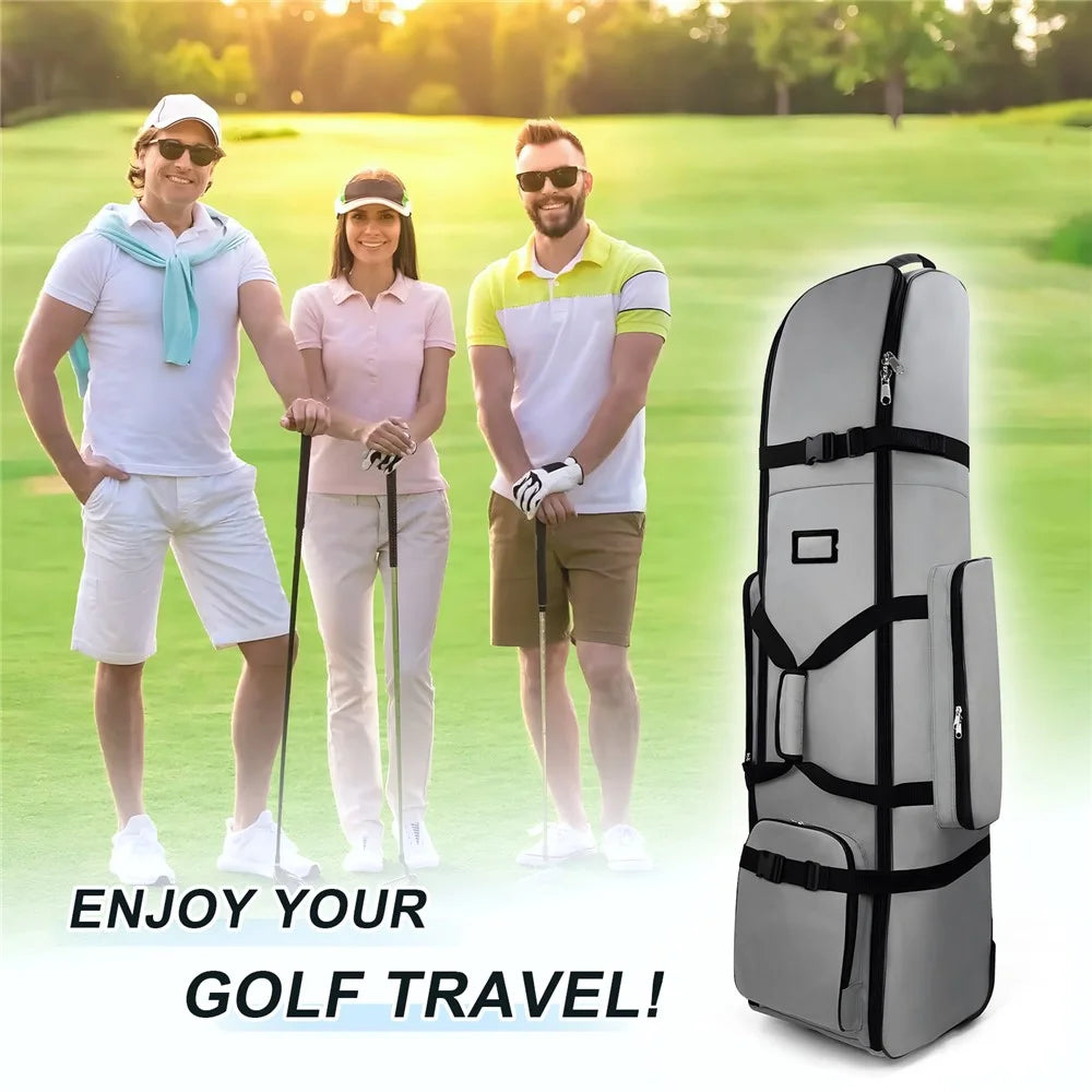 JE521 Portable Golf Travel Bag Waterproof 900D Polyester Golf Club Carrier with Wheels - Grey - 5