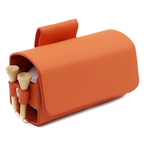 JU328 Magnet Closure Outdoor Golf Mini Waist Pouch 2 Balls Holder Portable PU Leather Bag - Orange - 1