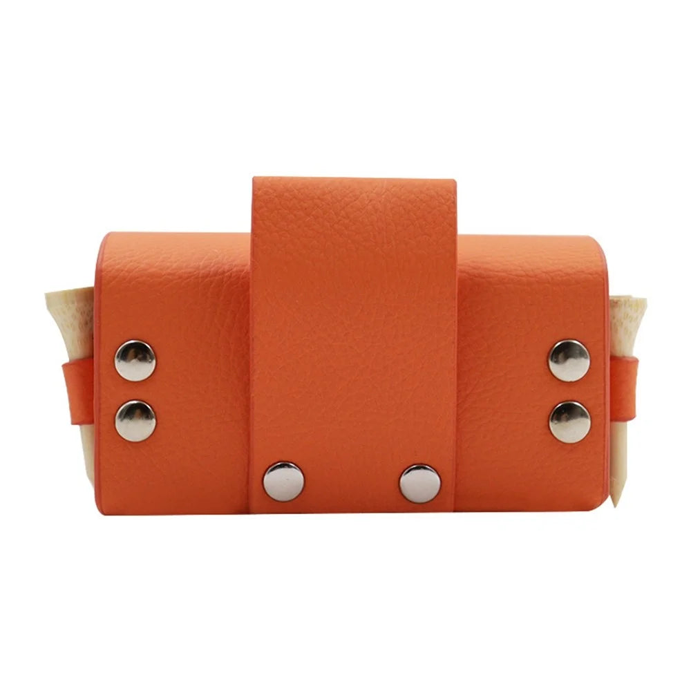 JU328 Magnet Closure Outdoor Golf Mini Waist Pouch 2 Balls Holder Portable PU Leather Bag - Orange - 2