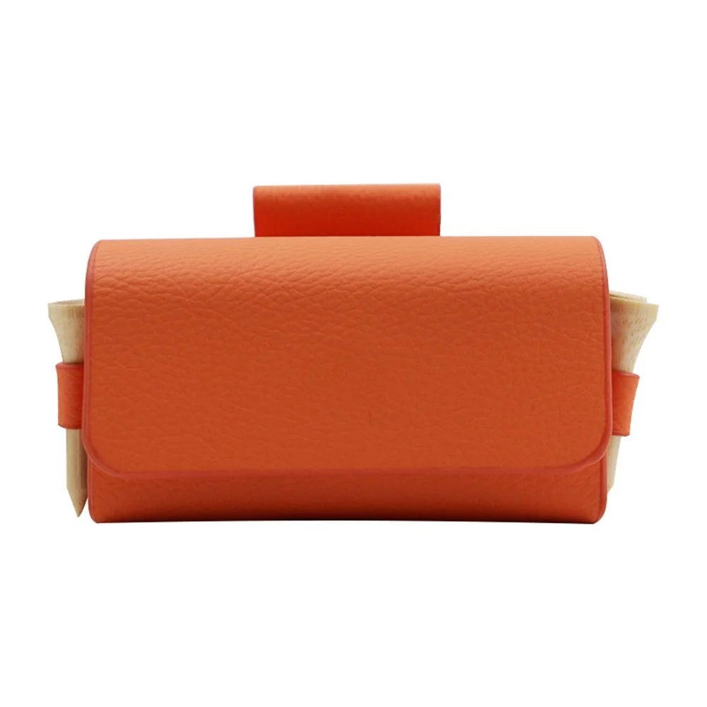 JU328 Magnet Closure Outdoor Golf Mini Waist Pouch 2 Balls Holder Portable PU Leather Bag - Orange - 3