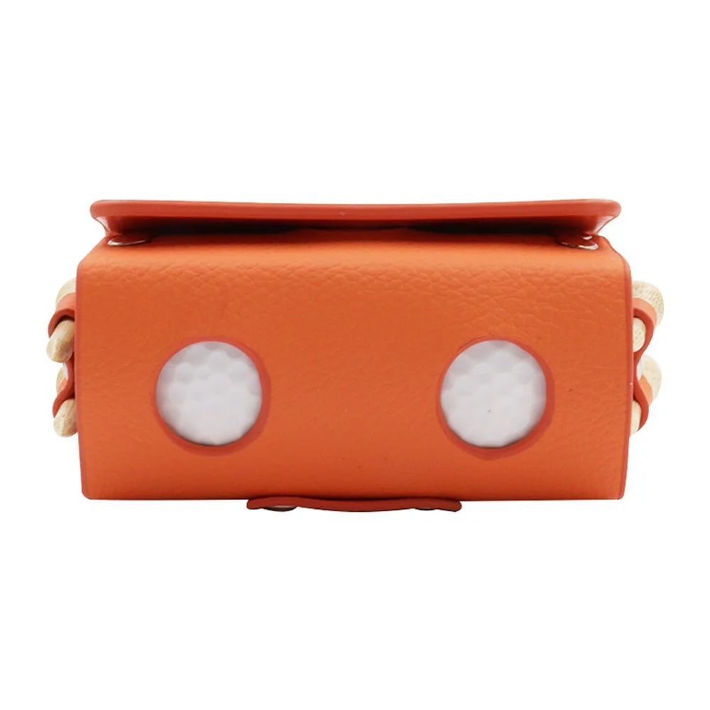 JU328 Magnet Closure Outdoor Golf Mini Waist Pouch 2 Balls Holder Portable PU Leather Bag - Orange - 5
