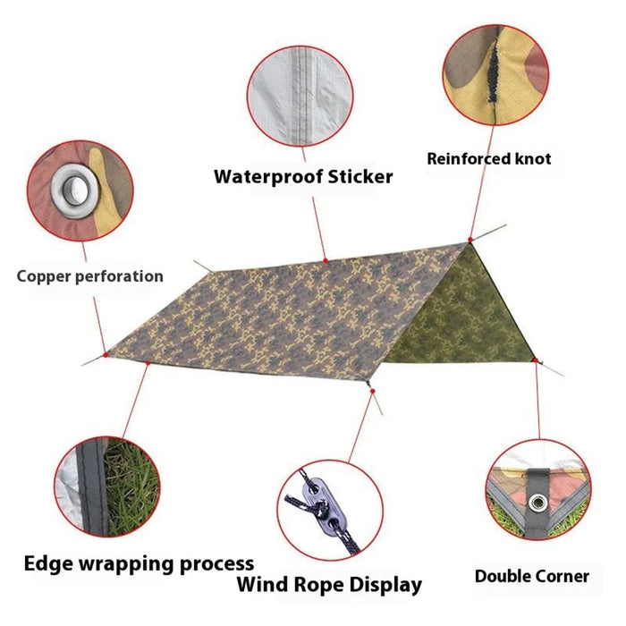 3x5m Outdoor Camouflage Tarp Camping Shelter Sun Shade 210T Waterproof Tent Canopy - 2