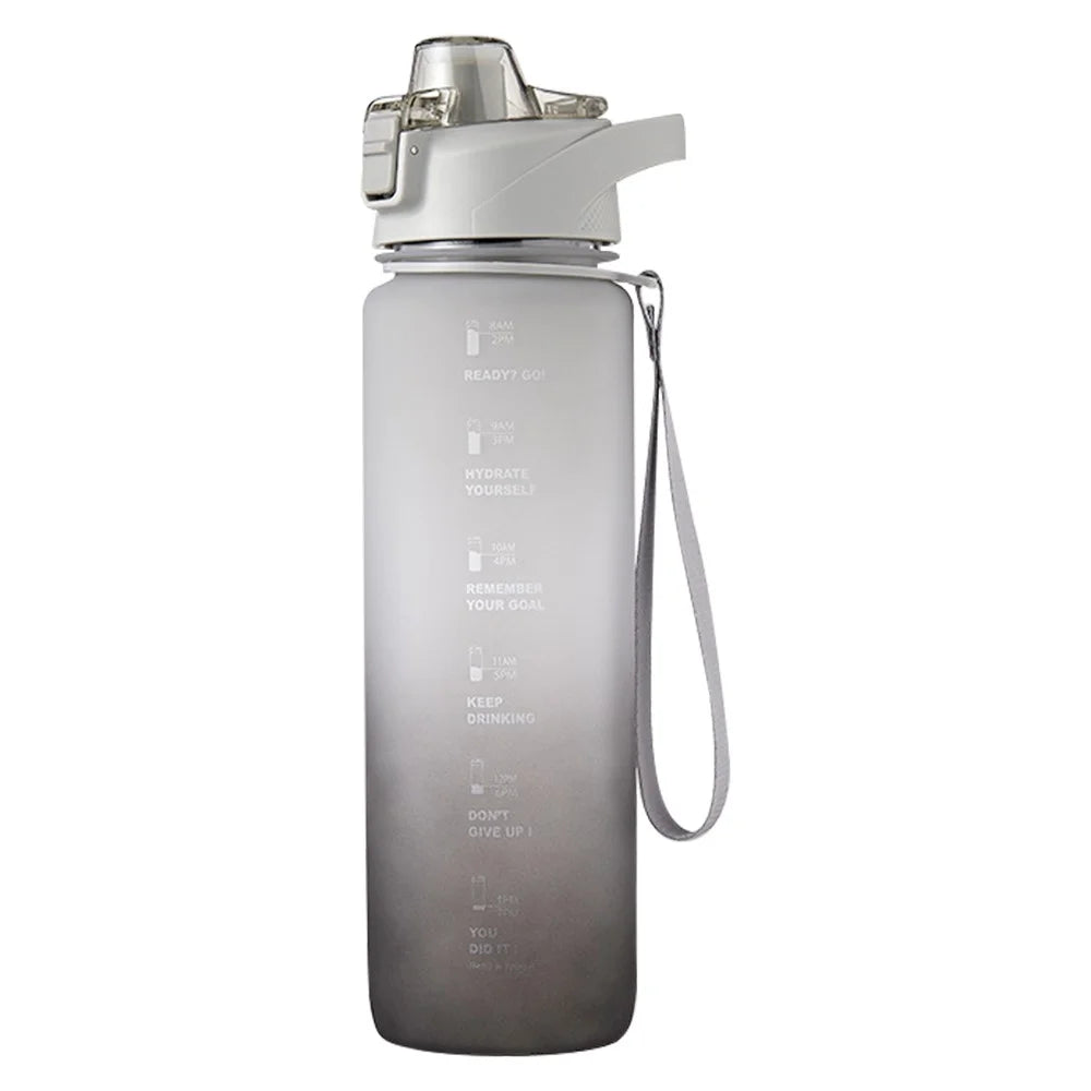 Summer Outdoor Sports PC Water Bottle 1000ml Large Capacity Portable Space Cup (BPA Free, No FDA) - Grey - 1