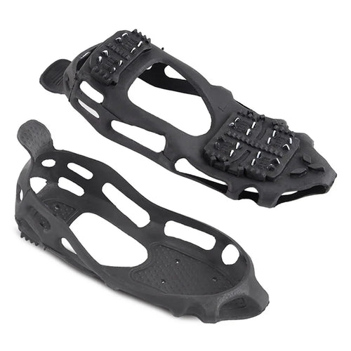 1 Pair 24-Tooth Ice Cleats Anti-Slip Shoe Covers Crampons Traction Grips For Outdoor Activities - Black  /  S (Fits Shoe Sizes 35-38) - 1