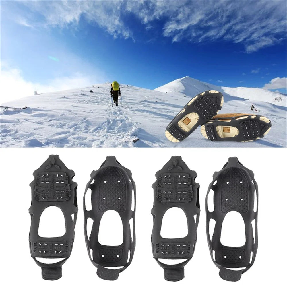 1 Pair 24-Tooth Ice Cleats Anti-Slip Shoe Covers Crampons Traction Grips For Outdoor Activities - Black  /  S (Fits Shoe Sizes 35-38) - 3