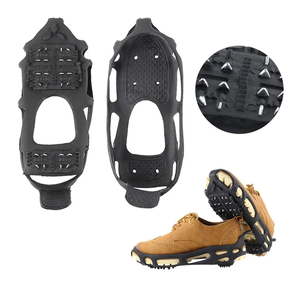 1 Pair 24-Tooth Ice Cleats Anti-Slip Shoe Covers Crampons Traction Grips For Outdoor Activities - Black  /  S (Fits Shoe Sizes 35-38) - 4
