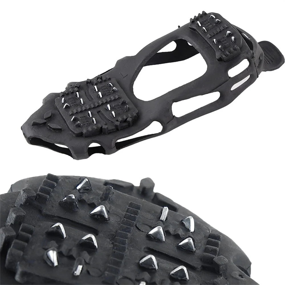 1 Pair 24-Tooth Ice Cleats Anti-Slip Shoe Covers Crampons Traction Grips For Outdoor Activities - Black  /  S (Fits Shoe Sizes 35-38) - 7