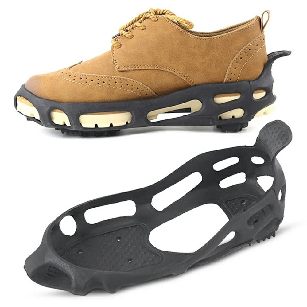 24 Teeth Ice Cleats Winter Outdoor Anti Slip Shoe Covers Traction Grips for Snow / Ice / Mud , Black Size L - 1