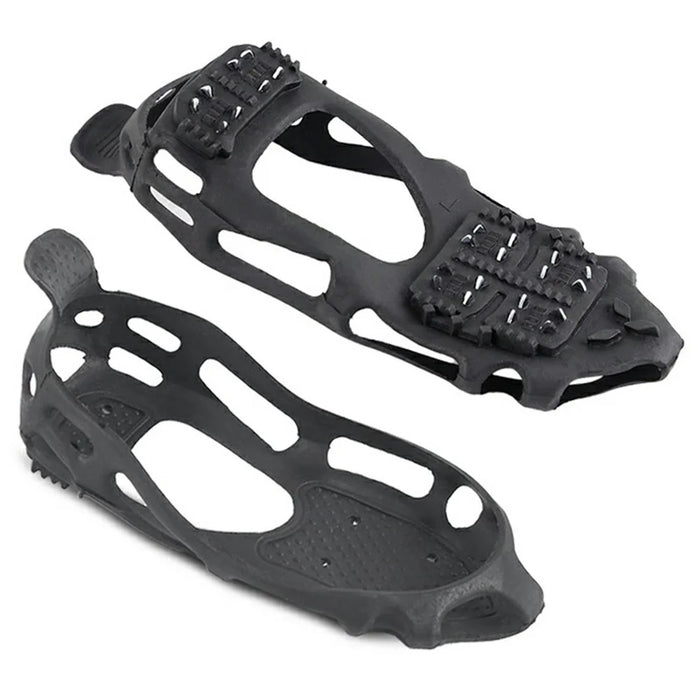 24 Teeth Ice Cleats Winter Outdoor Anti Slip Shoe Covers Traction Grips for Snow / Ice / Mud , Black Size L - 2