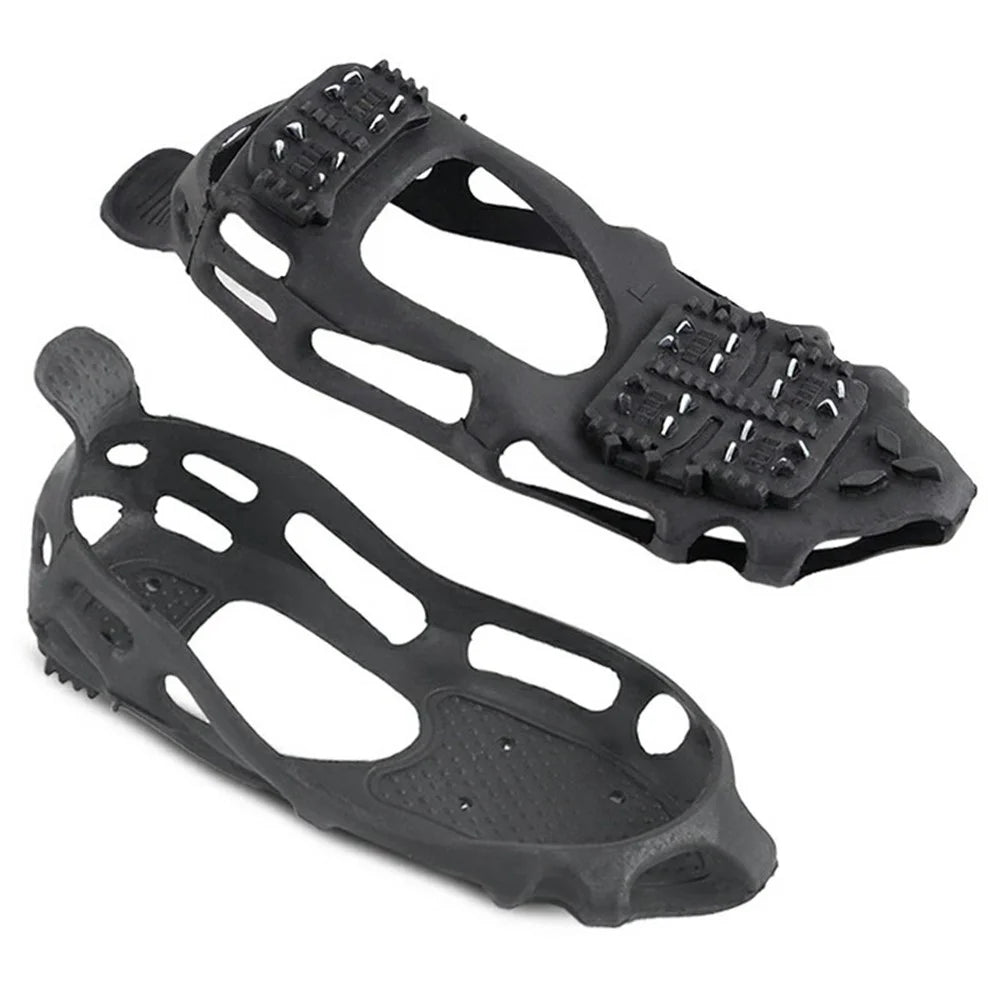 24 Teeth Ice Cleats Winter Outdoor Anti Slip Shoe Covers Traction Grips for Snow / Ice / Mud , Black Size XL - 2