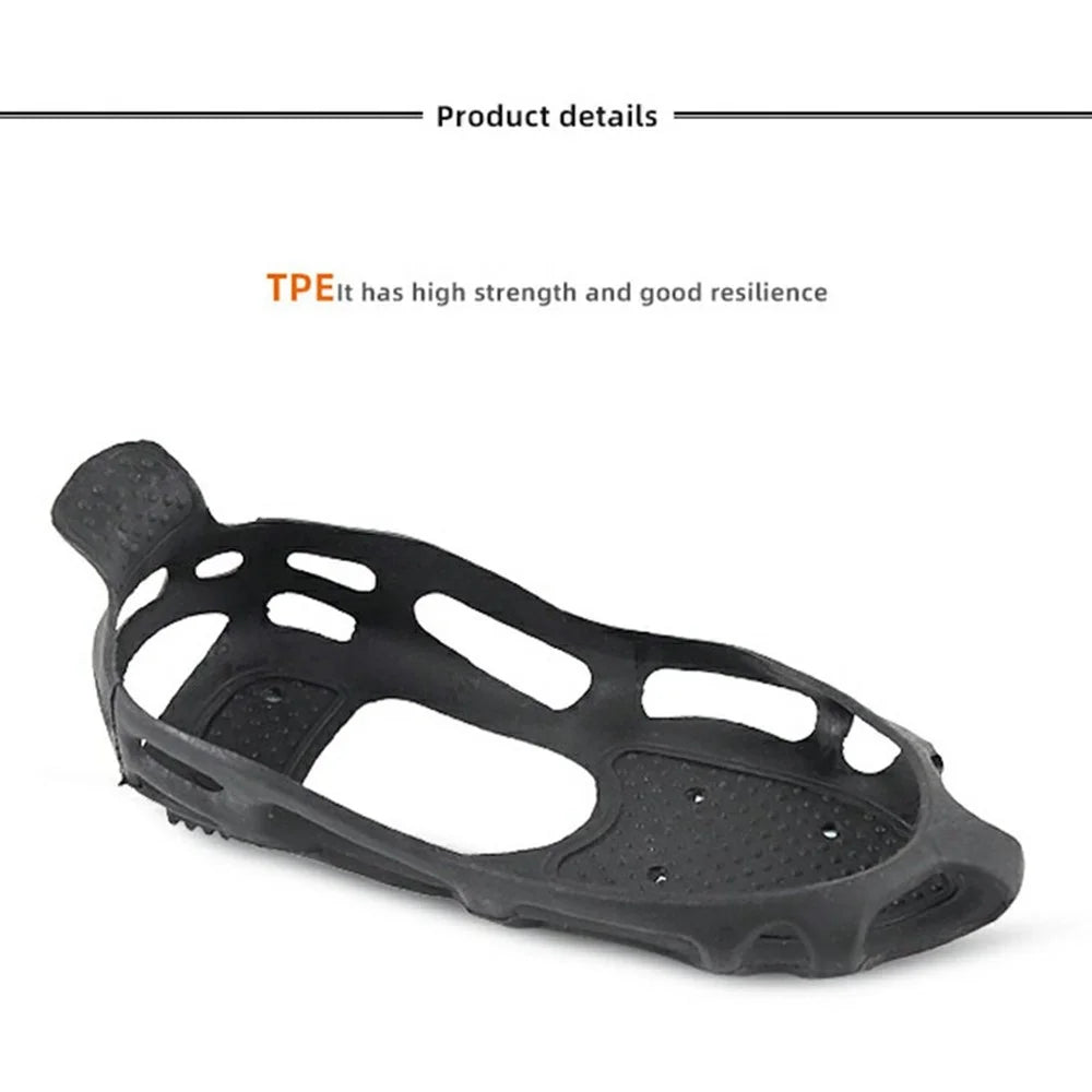 24 Teeth Ice Cleats Winter Outdoor Anti Slip Shoe Covers Traction Grips for Snow / Ice / Mud , Black Size XL - 5