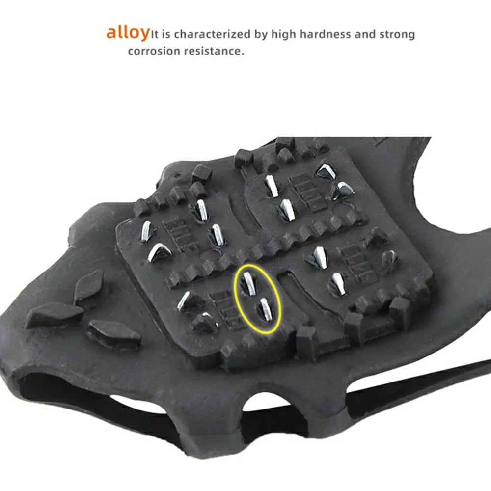 24 Teeth Ice Cleats Winter Outdoor Anti Slip Shoe Covers Traction Grips for Snow / Ice / Mud , Black Size XL - 6