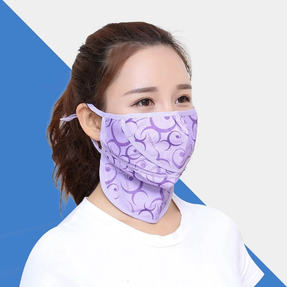 Cooling Face Mask Summer Outdoor Cycling Breathable Windproof Face Cover Adjustable UV Protection Mask - Grey / with Dot - 3