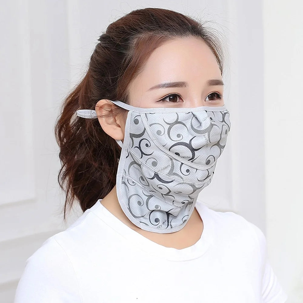 Cooling Face Mask Summer Outdoor Cycling Breathable Windproof Face Cover Adjustable UV Protection Mask - Grey / with Dot - 4