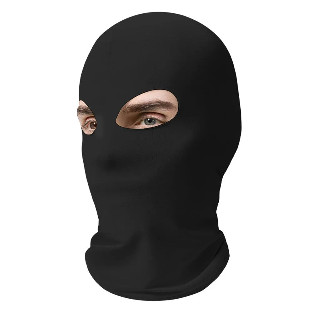 Dual Hole Breathable Cycling Mask Motorcycle Helmet Liner Quick-Dry Balaclava Sun Protection Ice Silk Hood - Black - 1