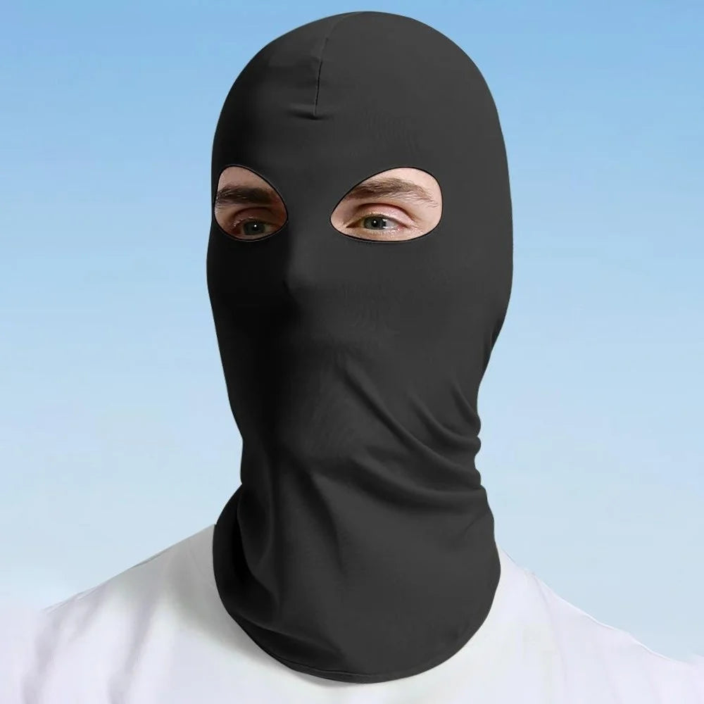 Dual Hole Breathable Cycling Mask Motorcycle Helmet Liner Quick-Dry Balaclava Sun Protection Ice Silk Hood - Black - 2