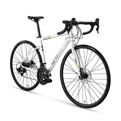 WEST BIKING JX100 700C Road Bike Lightweight Aluminum Alloy Disc Brake Bicycle for 155 - 168cm Height - White - 1