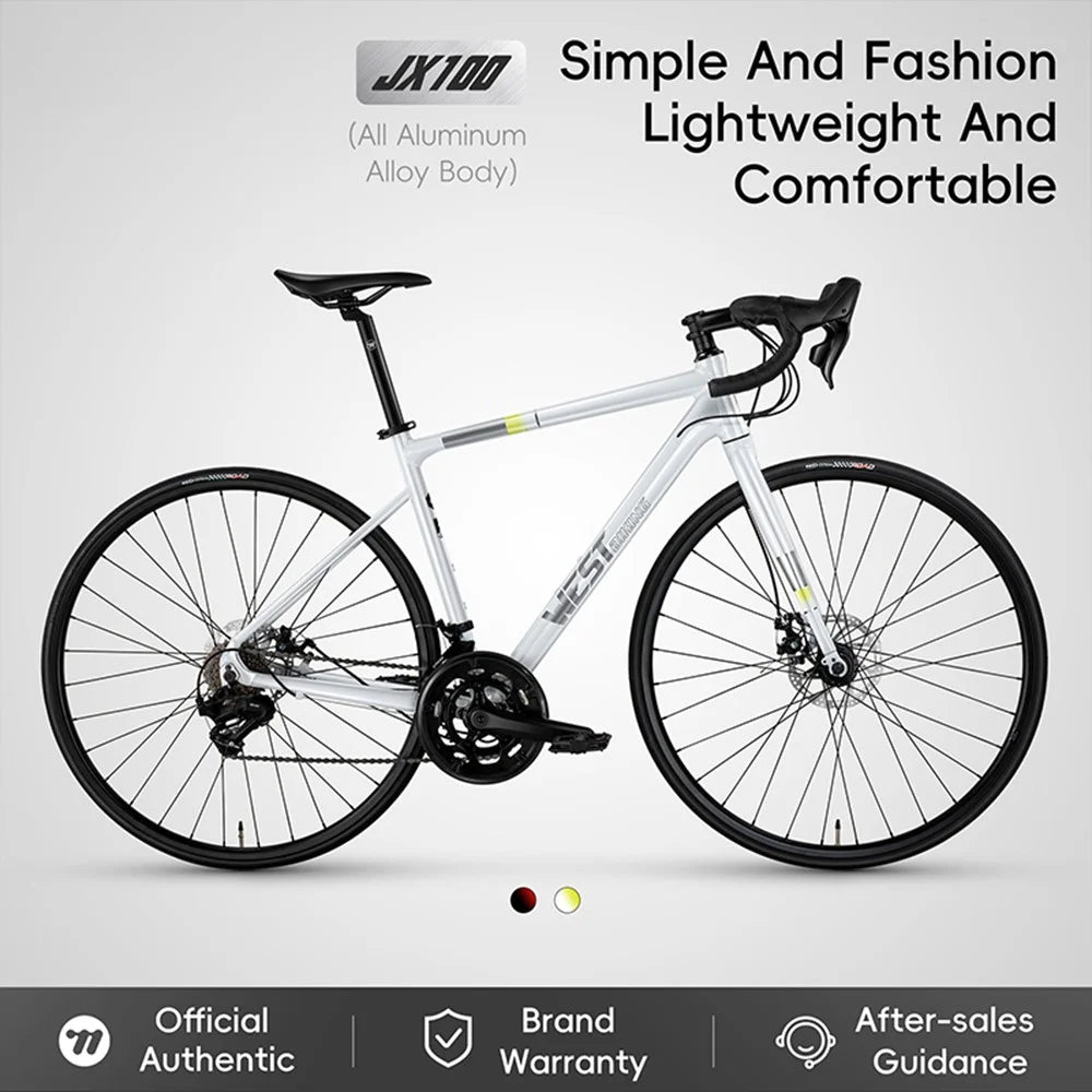 WEST BIKING JX100 700C Road Bike Lightweight Aluminum Alloy Disc Brake Bicycle for 155 - 168cm Height - White - 2