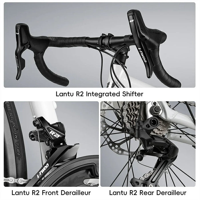 WEST BIKING JX100 700C Road Bike Lightweight Aluminum Alloy Disc Brake Bicycle for 165 - 178cm Height - Black - 4