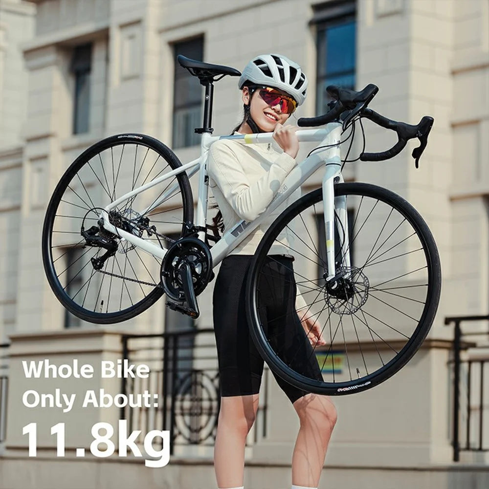 WEST BIKING JX100 700C Road Bike Lightweight Aluminum Alloy Disc Brake Bicycle for 175 - 190cm Height, YP1401051 - White - 6