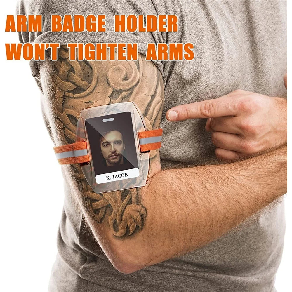 KT01 Armband ID Card Holder Magic Sticker Fastener Adjustable Strap for Outdoor  /  Sports  /  Work - Orange - 2