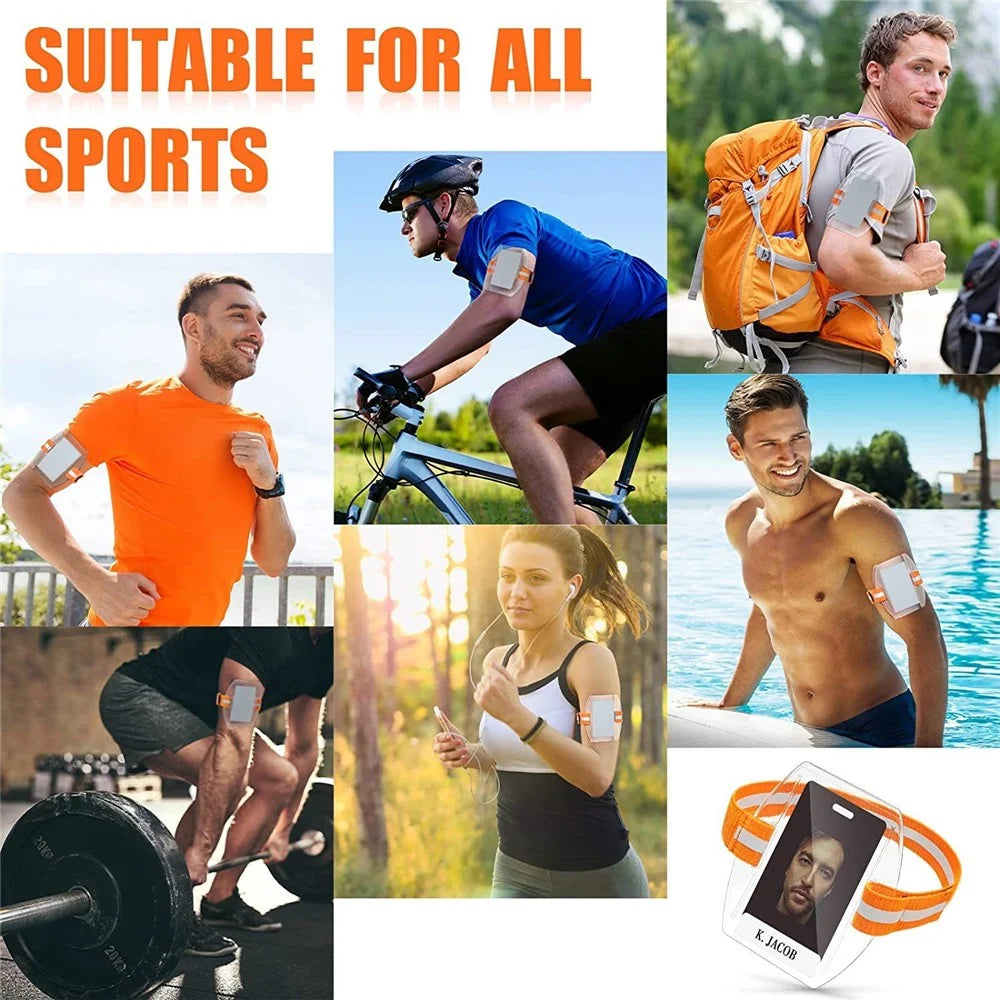 KT01 Armband ID Card Holder Magic Sticker Fastener Adjustable Strap for Outdoor  /  Sports  /  Work - Orange - 3
