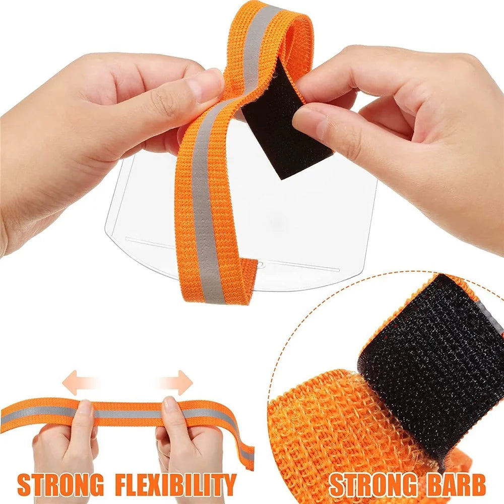 KT01 Armband ID Card Holder Magic Sticker Fastener Adjustable Strap for Outdoor  /  Sports  /  Work - Orange - 4
