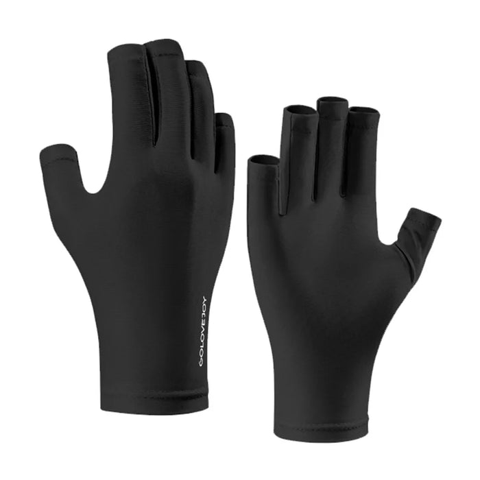 GOLOVEJOY MJ03 Ice Silk Gloves UV Protection Anti Slip Breathable Half-Finger Gloves For Women - Black - 1