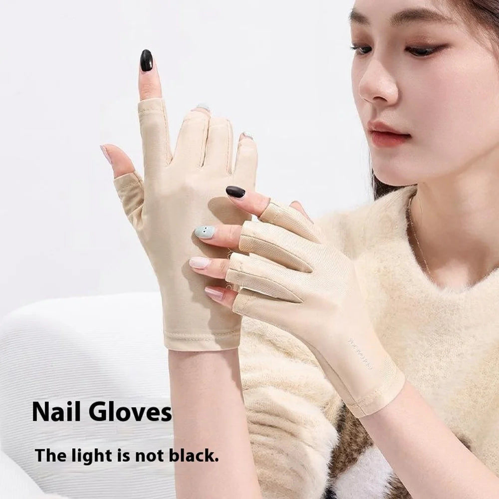 GOLOVEJOY MJ03 Ice Silk Gloves UV Protection Anti Slip Breathable Half-Finger Gloves For Women - Black - 4