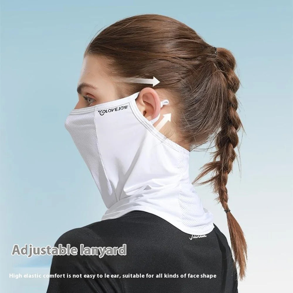 GOLOVEJOY XTJ85 Outdoor Golf Sun Protection Ice Silk Face Mask Neck Gaiter Cooling Breathable Ear Loop Face Cover - Black - 2