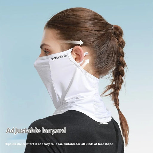 GOLOVEJOY XTJ85 Outdoor Golf Sun Protection Ice Silk Face Mask Neck Gaiter Cooling Breathable Ear Loop Face Cover - Black - 2