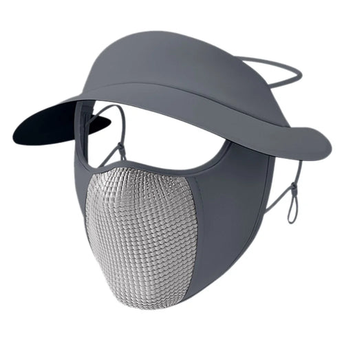 GOLOVEJOY XTJ146 Summer Cycling Face Mask Ice Silk Breathable UV Shield Face Cover Sun Hat - Dark Grey - 1