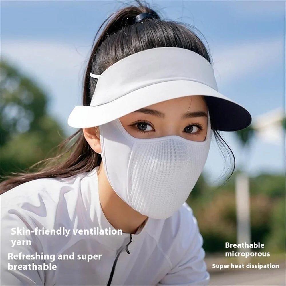 GOLOVEJOY XTJ146 Summer Cycling Face Mask Ice Silk Breathable UV Shield Face Cover Sun Hat - Dark Grey - 5
