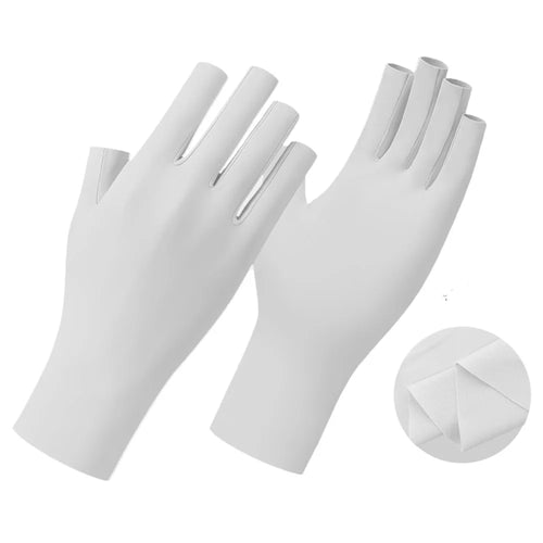 JLST 1 Pair Women Summer Thin Ice Silk UV Protection Gloves Breathable Cycling Manicure Half Finger Gloves - White - 1