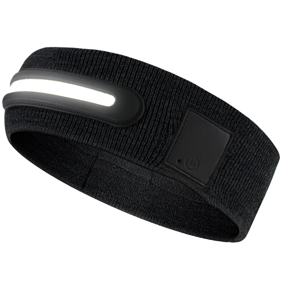 Z3-TD3 LED Headband Running Rechargeable Light Up Headwear Sweat Absorbing 3 Light Modes Hair Band - Black - 1